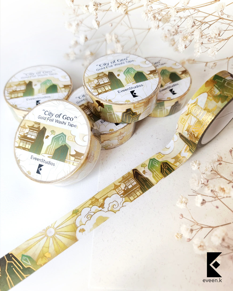 Liyue, City of Geo, Gold Foil Washi Tape