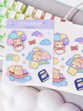 Hamster's Little Dream Pastel Sky Stars and Moon Sticker Sheet 3.75x5'' for Laptop/Journeling/Decals and more